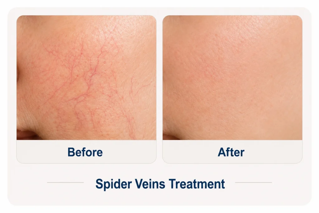 Before & After 980nm Diode Laser for Vascular Lesions Removal